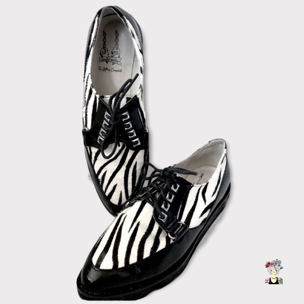 Jeffrey Campbell Black & White Zebra Lace-Up Loafers